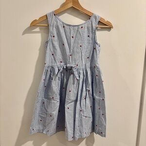 H&M Girls 8/9 Blue Pinstripe Strawberry Dress